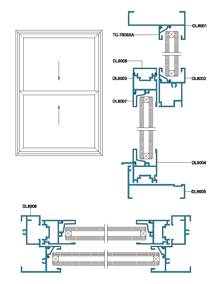 80系列提拉窗結構圖